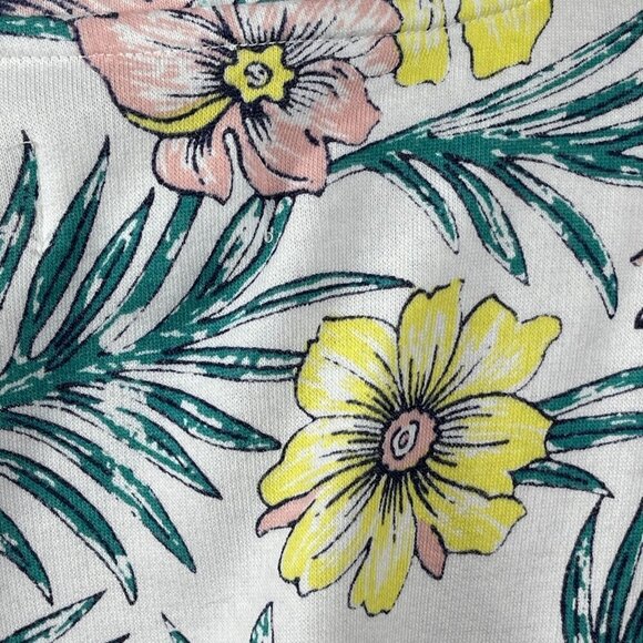 Lou & Grey Floral Sweatshirt Dress Short Sleeve Pink Yellow Cotton Size M Medium - Picture 5 of 8